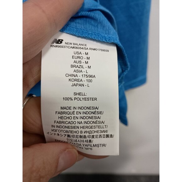 New Balance Mens Athletic Top Medium Blue Sport Tech Long Sleeve Pullover Tee - Picture 7 of 9